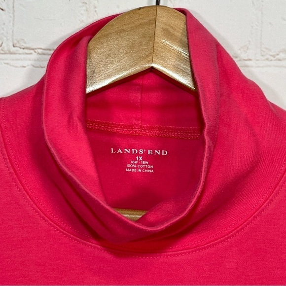 Lands End Turtleneck Womens 1X Pink Pullover Stretch Long Sleeve Top - Picture 3 of 9